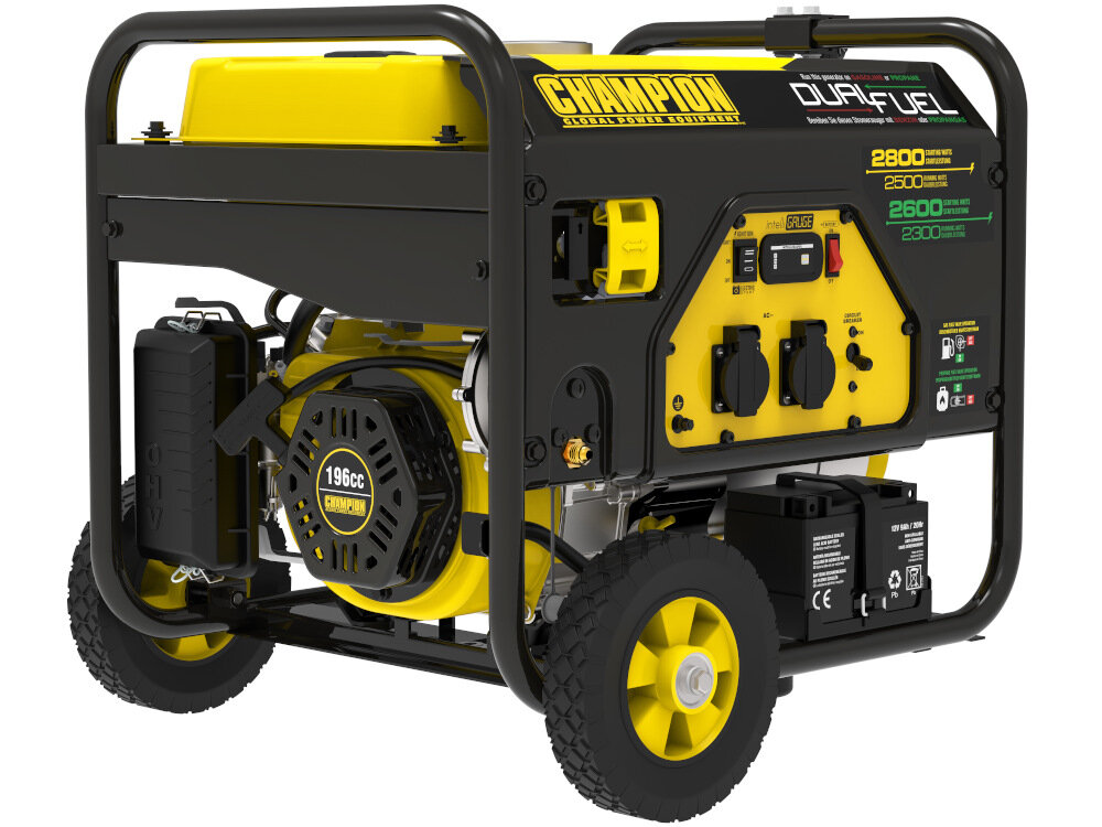 Agregat prądotwórczy CHAMPION CPG3500E2-DF-EUsolidny latwy w obsudze imponujaca moc mocny oszczedny dwa zrodla paliwa benzyna i propan