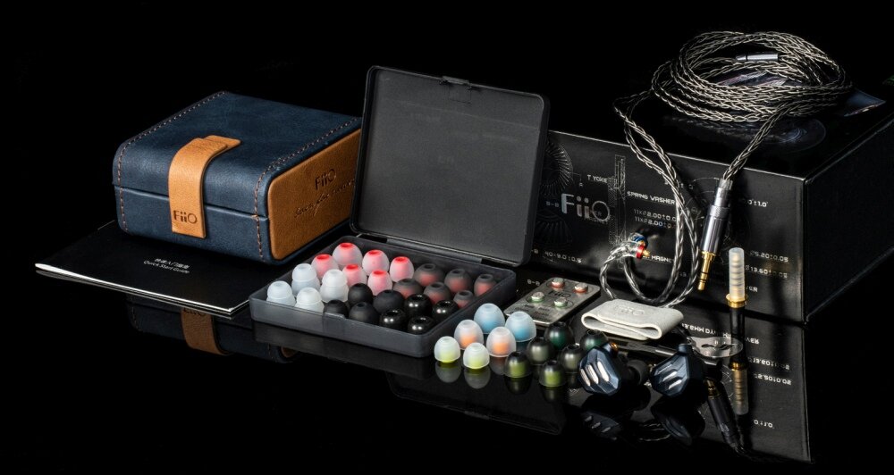 Słuchawki dokanałowe FIIO FH7S Czarny  przetworniki kanały wentylacyjne  filtry dźwięk brzmienie konstrukcja lekkość wygoda przewód komfort zestaw