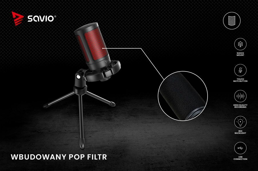 Mikrofon gamingowy SONAR PRO funkcja pop filtr