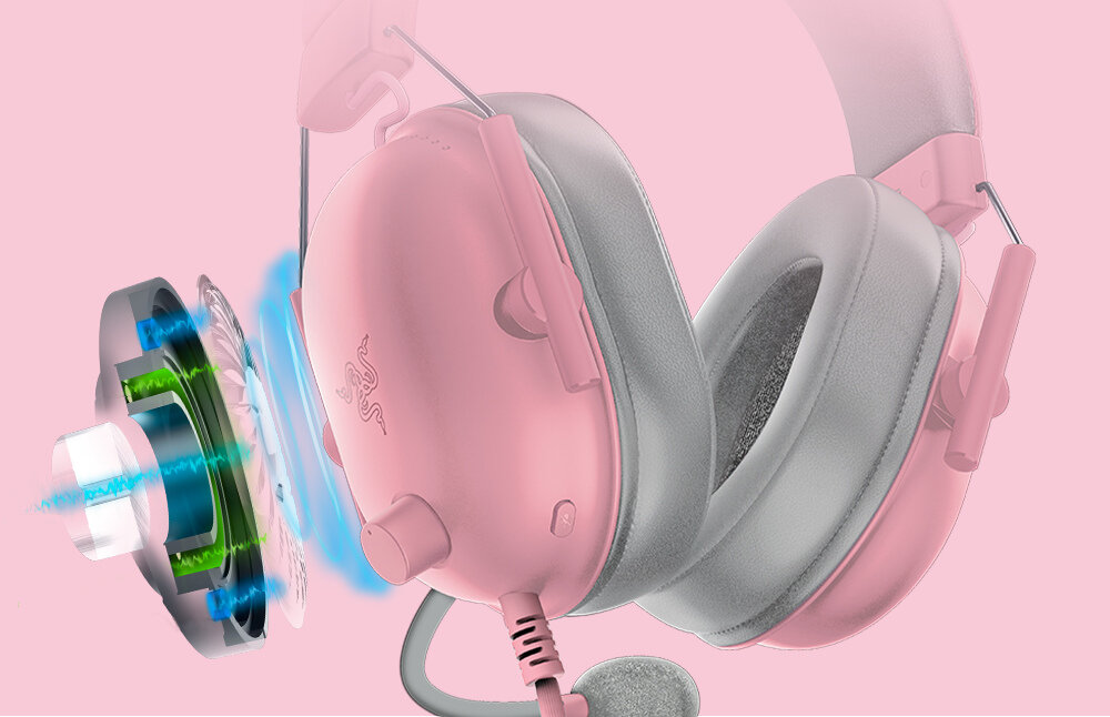 Słuchawki RAZER BlackShark V2 X jakość wykonanie przetworniki łączność mikrofon regulacja głośność nauszniki pałąk regulacja aktywna redukcja szumów