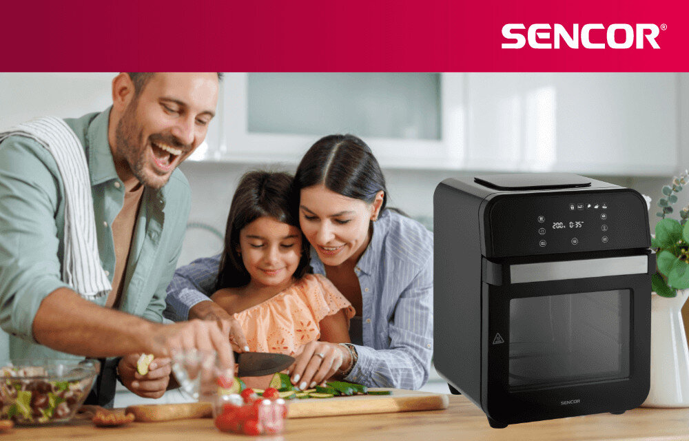 Air Fryer Frytownica beztłuszczowa SENCOR SFR 5510BK wygląd design tło prezentacja wizualizacja Zdrowe gotowanie z korzyścią