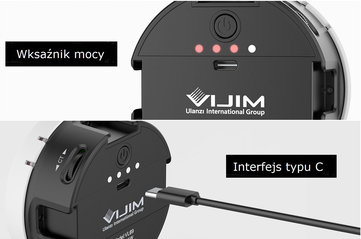 Lampa LED ULANZI CL01 profesjonalne urządzenie oświetlenie filmowanie sesja temperatura barwowa regulator mocy regulacja wysoka jakość trwałość estetyczność czas pracy diody pokrętło akumulator klips gwint