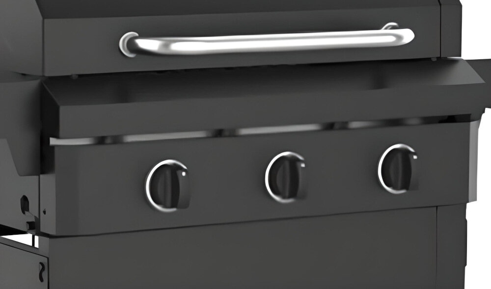 Grill gazowy LANDMANN Rexon New 3.0 01573 Czarny 3 niezależne tubowe palniki główne ze stali nierdzewnej zintegrowany w pokrętle piezozapalacz osobny dla każdego pokrętła moc do 13,95 kW