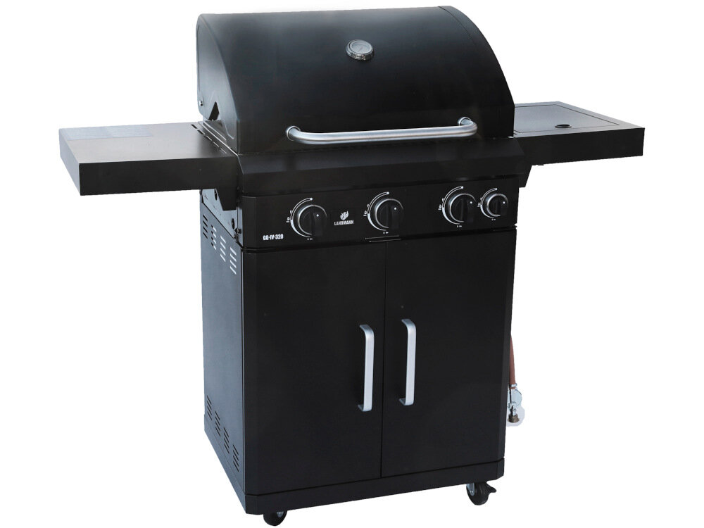 Grill gazowy LANDMANN Rexon New 3.1 01576 Czarny nowoczesny stylowy grill żeliwny ruszt utrzymuje odpowiednią temperaturę i natłuszczenie dań prosta solidna konstrukcja szereg przemyślanych rozwiązań
