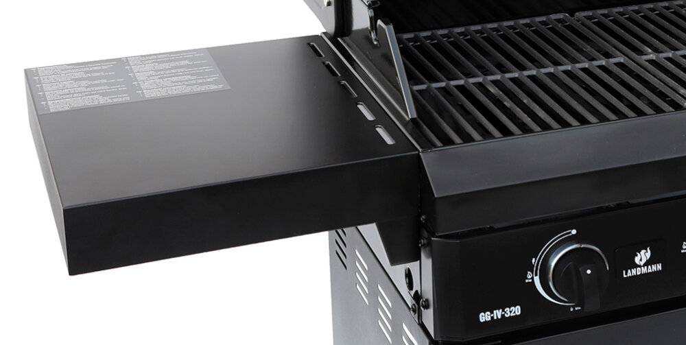 Grill gazowy LANDMANN Rexon New 3.1 01576 Czarny półki boczne
