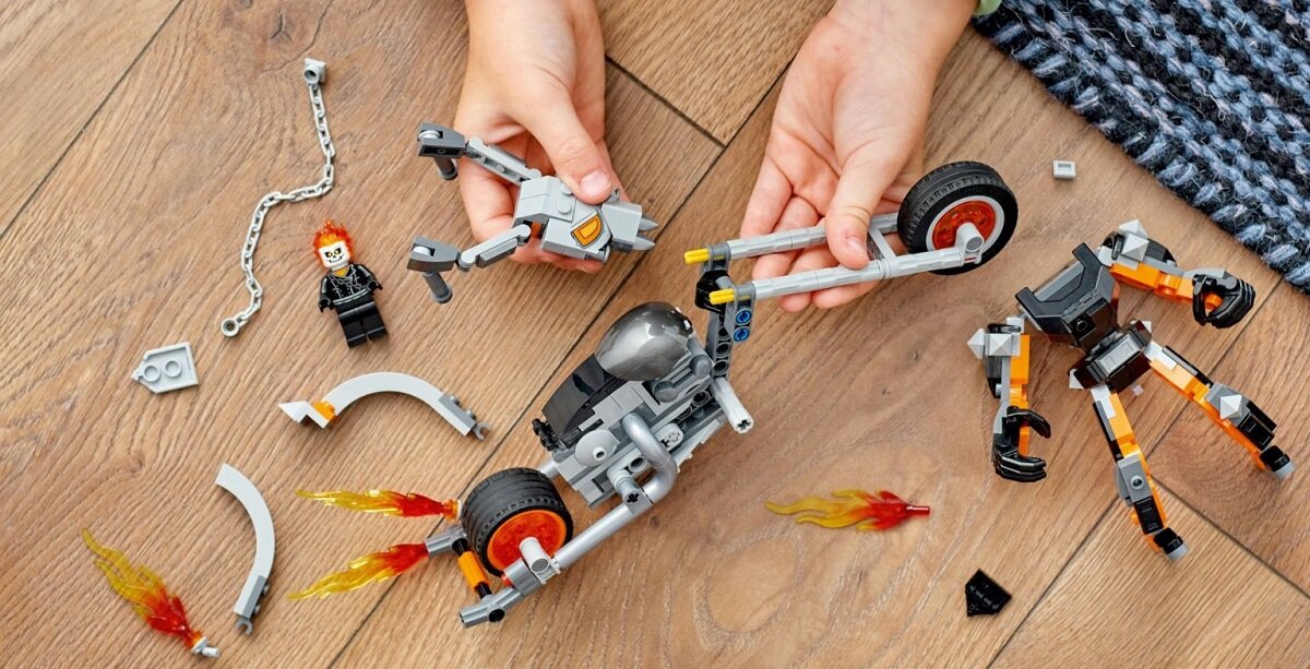 LEGO Marvel Ghost Rider - Mech and Motor 76245 дитяча творчість веселощі навчання розвиток будівельні блоки мініфігурки якість традиція будівництво наука уява ролі якість безпека уява будівництво пристрасть хобі функції інструкції