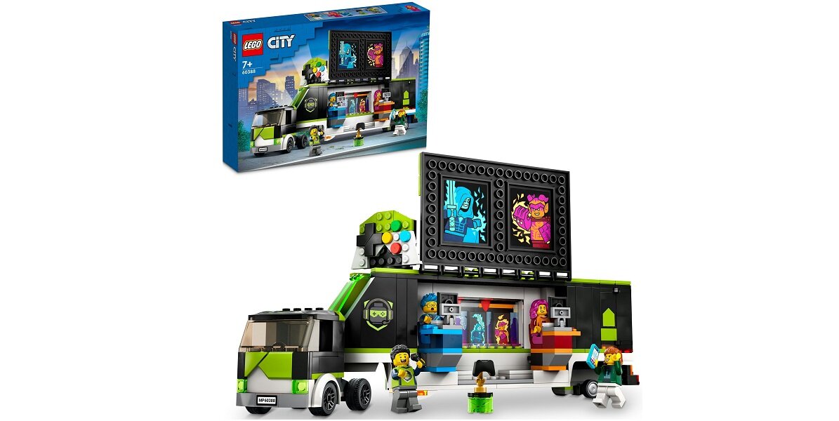 LEGO City Ciężarówka na turniej gier 60388 dziecko kreatywność zabawa nauka rozwój klocki figurki minifigurki jakość tradycja konstrukcja nauka wyobraźnia role jakość bezpieczeństwo wyobraźnia budowanie pasja hobby funkcje