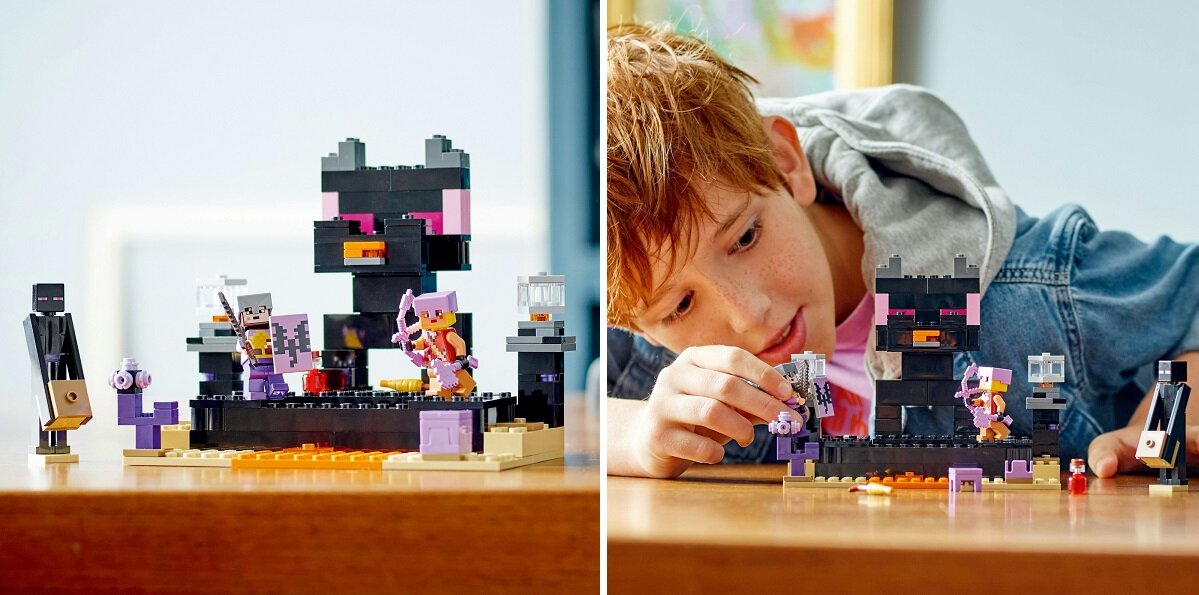 LEGO Minecraft Arena Endu 21242 dziecko kreatywność zabawa nauka rozwój klocki figurki minifigurki jakość tradycja konstrukcja nauka wyobraźnia role jakość bezpieczeństwo wyobraźnia budowanie pasja hobby funkcje instrukcje