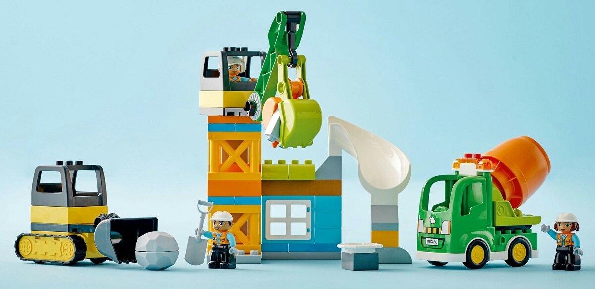 LEGO Duplo Budowa 10990 dziecko kreatywność zabawa nauka rozwój jakość tradycja konstrukcja nauka wyobraźnia role jakość bezpieczeństwo wyobraźnia budowanie pasja hobby funkcje instrukcje budowanie betoniarka maszyny Buldożer dźwig dźwięki światła
