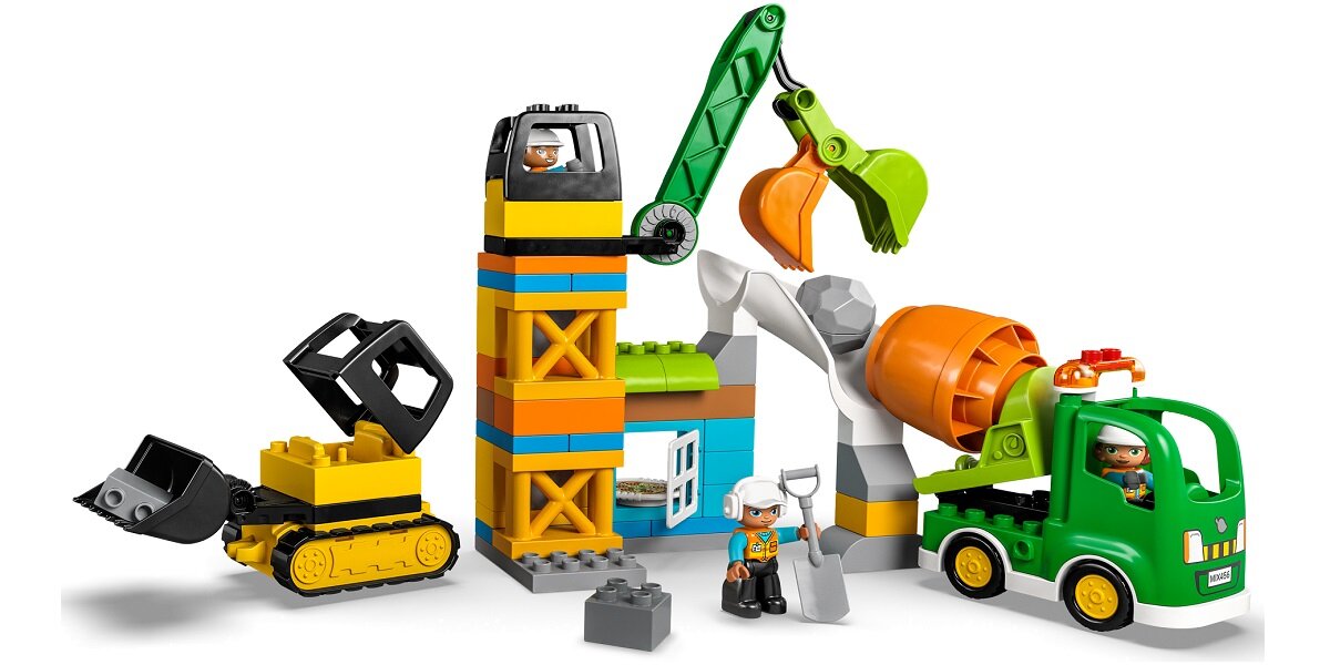 LEGO Duplo Budowa 10990 dziecko kreatywność zabawa nauka rozwój jakość tradycja konstrukcja nauka wyobraźnia role jakość bezpieczeństwo wyobraźnia budowanie pasja hobby funkcje instrukcje budowanie betoniarka maszyny Buldożer dźwig dźwięki światła