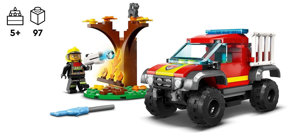LEGO City Wóz strażacki 4x4 – misja ratunkowa 60393 dziecko kreatywność zabawa nauka rozwój klocki figurki minifigurki jakość tradycja konstrukcja nauka wyobraźnia role jakość bezpieczeństwo wyobraźnia budowanie pasja hobby funkcje instrukcja aplikacja LEGO Builder