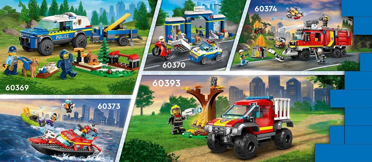 LEGO City Wóz strażacki 4x4 – misja ratunkowa 60393 dziecko kreatywność zabawa nauka rozwój klocki figurki minifigurki jakość tradycja konstrukcja nauka wyobraźnia role jakość bezpieczeństwo wyobraźnia budowanie pasja hobby funkcje instrukcja aplikacja LEGO Builder