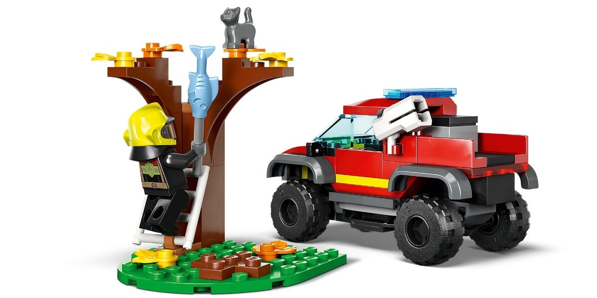 LEGO City Wóz strażacki 4x4 – misja ratunkowa 60393 dziecko kreatywność zabawa nauka rozwój klocki figurki minifigurki jakość tradycja konstrukcja nauka wyobraźnia role jakość bezpieczeństwo wyobraźnia budowanie pasja hobby funkcje instrukcja aplikacja LEGO Builder