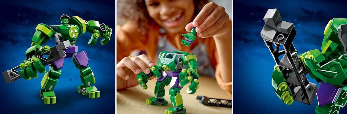 LEGO Marvel Mechaniczna zbroja Hulka 76241 dziecko kreatywność zabawa nauka rozwój klocki figurki minifigurki jakość tradycja konstrukcja nauka wyobraźnia role jakość bezpieczeństwo wyobraźnia budowanie pasja hobby funkcje instrukcja aplikacja LEGO Builder