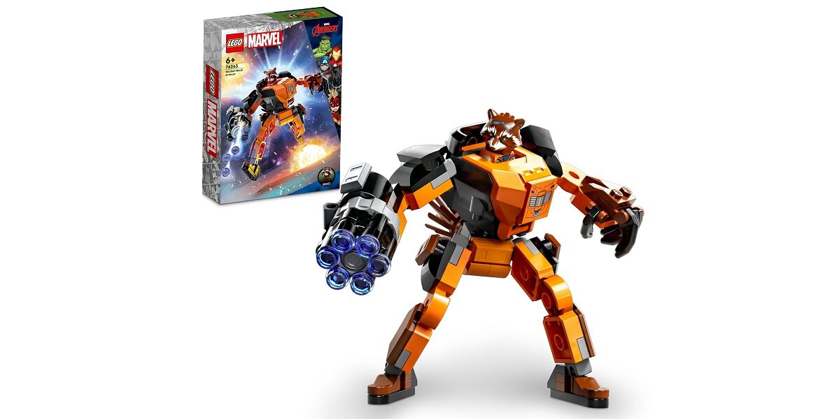 LEGO Marvel Mechaniczna zbroja Rocketa 76243 dziecko kreatywność zabawa nauka rozwój klocki figurki minifigurki jakość tradycja konstrukcja nauka wyobraźnia role jakość bezpieczeństwo wyobraźnia budowanie pasja hobby funkcje instrukcja aplikacja LEGO Builder