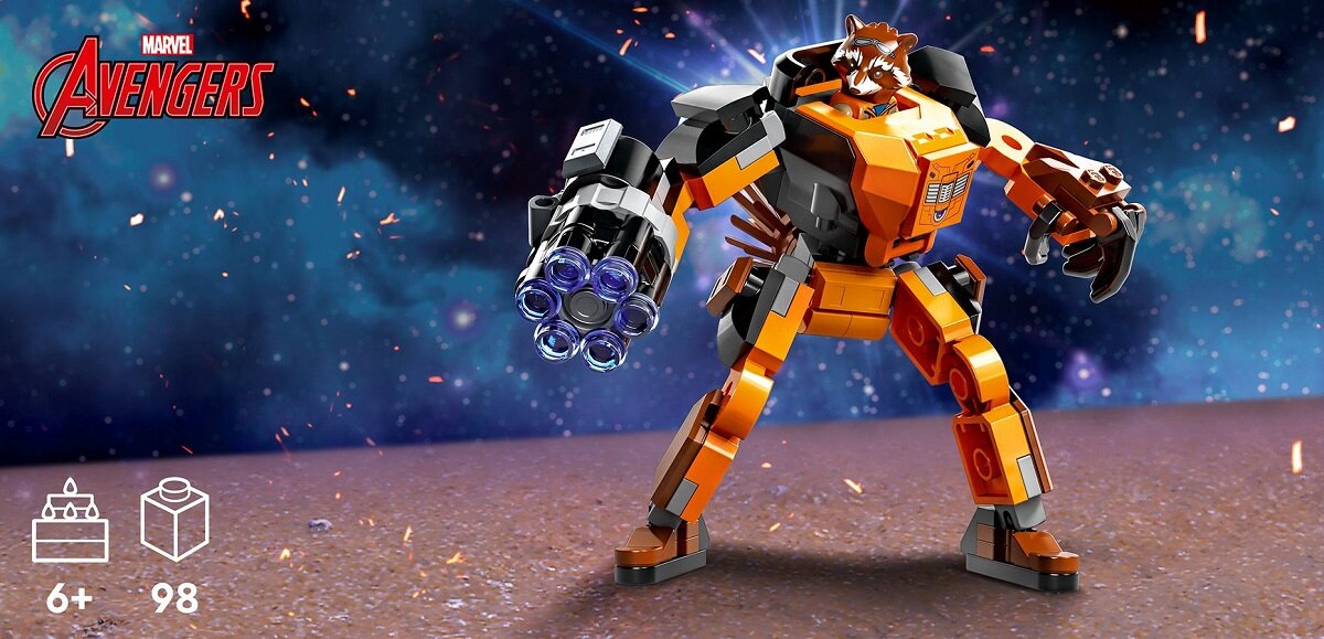 LEGO Marvel Mechaniczna zbroja Rocketa 76243 dziecko kreatywność zabawa nauka rozwój klocki figurki minifigurki jakość tradycja konstrukcja nauka wyobraźnia role jakość bezpieczeństwo wyobraźnia budowanie pasja hobby funkcje instrukcja aplikacja LEGO Builder