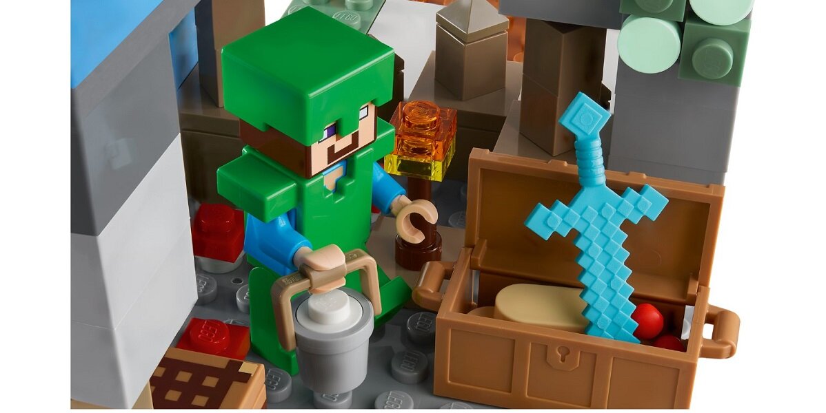 LEGO Minecraft Ośnieżone szczyty 21243 dziecko kreatywność zabawa nauka rozwój klocki figurki minifigurki jakość tradycja konstrukcja nauka wyobraźnia role jakość bezpieczeństwo wyobraźnia budowanie pasja hobby funkcje instrukcje