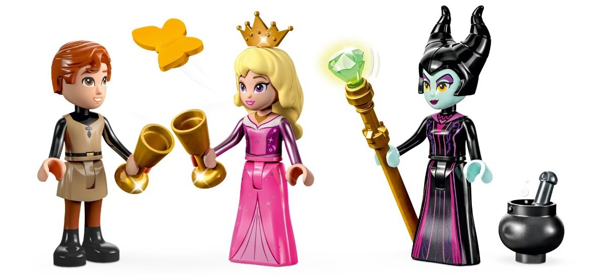 LEGO Disney Princess Zamek Aurory 43211 dziecko kreatywność zabawa nauka rozwój klocki figurki minifigurki jakość tradycja konstrukcja nauka wyobraźnia role jakość bezpieczeństwo wyobraźnia aurora książe filip Diabolina
