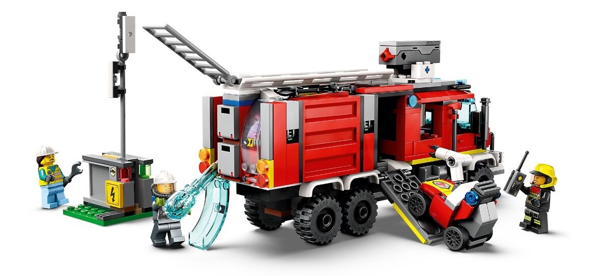 LEGO City Terenowy pojazd straży pożarnej 60374 dziecko kreatywność zabawa nauka rozwój klocki figurki minifigurki jakość tradycja konstrukcja nauka wyobraźnia role jakość bezpieczeństwo wyobraźnia budowanie pasja hobby funkcje instrukcje strażak pożar akcja