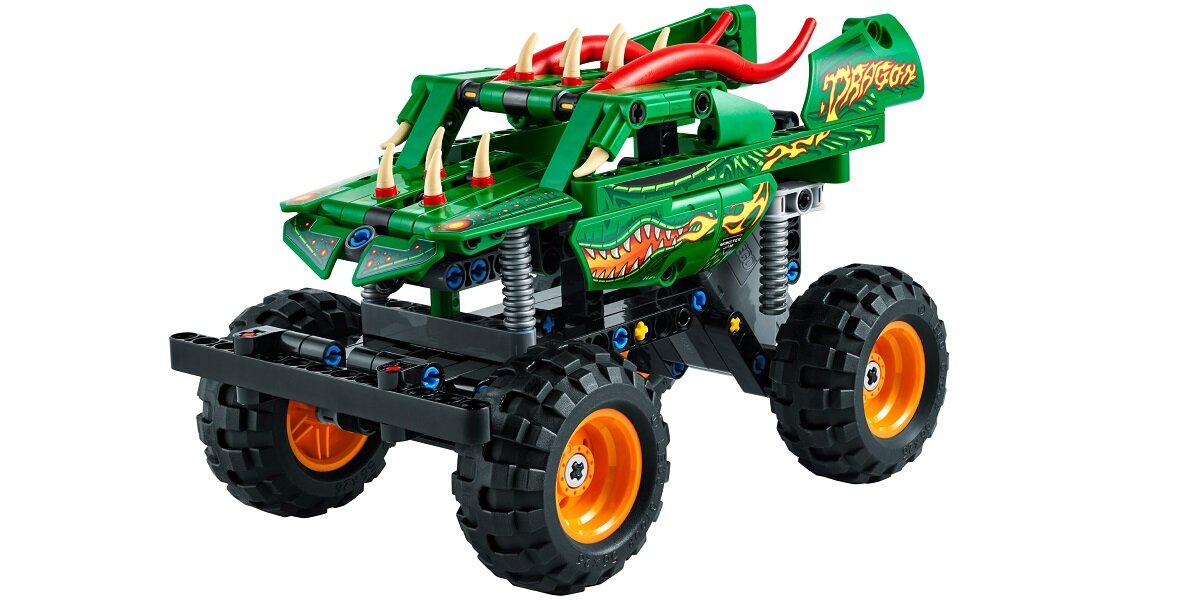 LEGO Technic Monster Jam Dragon 42149 dziecko kreatywność zabawa nauka rozwój klocki figurki minifigurki jakość tradycja konstrukcja nauka wyobraźnia role jakość bezpieczeństwo wyobraźnia budowanie pasja hobby funkcje instrukcje