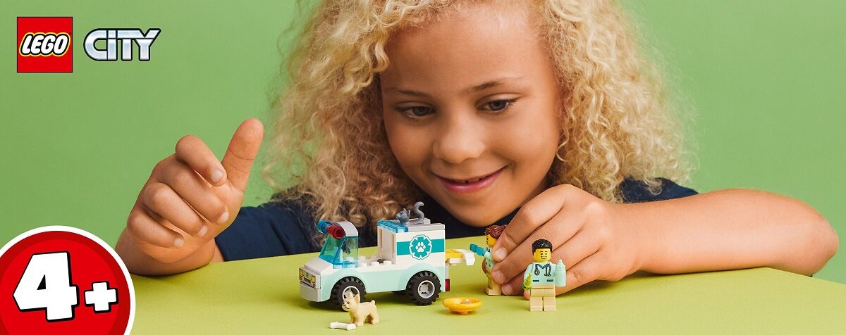 LEGO City Karetka weterynaryjna 60382 kreatywność zabawa nauka rozwój klocki figurki minifigurki jakość tradycja konstrukcja nauka wyobraźnia role jakość bezpieczeństwo wyobraźnia budowanie pasja hobby funkcje instrukcja