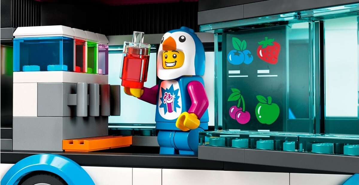 LEGO City Pingwinia furgonetka ze slushem 60384 dziecko kreatywność zabawa nauka rozwój klocki figurki minifigurki jakość tradycja konstrukcja nauka wyobraźnia role jakość bezpieczeństwo wyobraźnia budowanie pasja hobby funkcje instrukcje