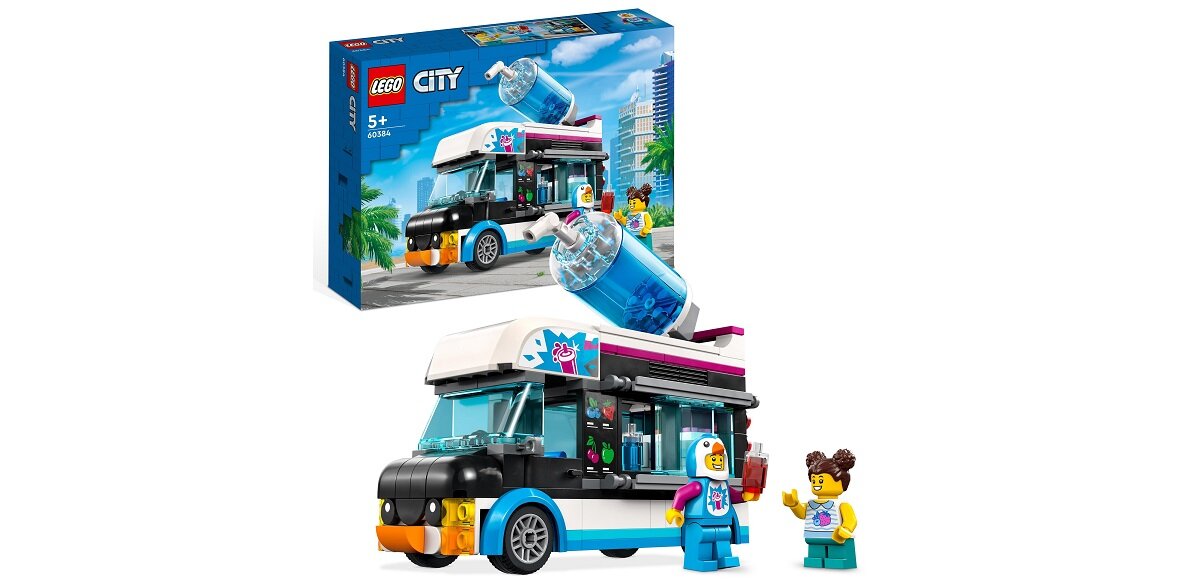 LEGO City Pingwinia furgonetka ze slushem 60384 dziecko kreatywność zabawa nauka rozwój klocki figurki minifigurki jakość tradycja konstrukcja nauka wyobraźnia role jakość bezpieczeństwo wyobraźnia budowanie pasja hobby funkcje instrukcje