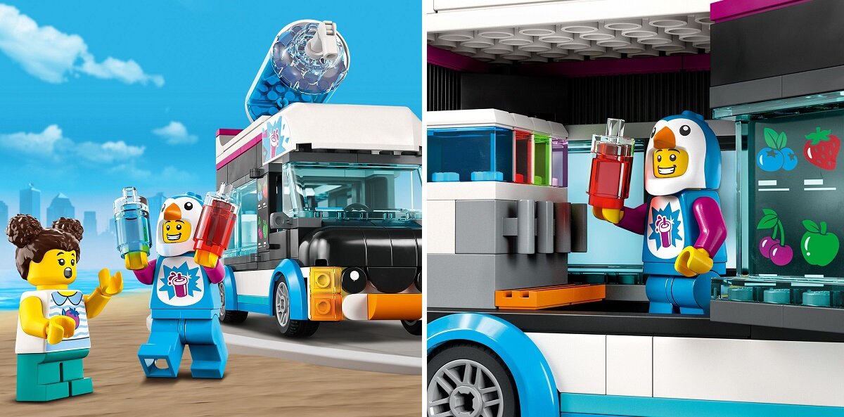 LEGO City Pingwinia furgonetka ze slushem 60384 dziecko kreatywność zabawa nauka rozwój klocki figurki minifigurki jakość tradycja konstrukcja nauka wyobraźnia role jakość bezpieczeństwo wyobraźnia budowanie pasja hobby funkcje instrukcje