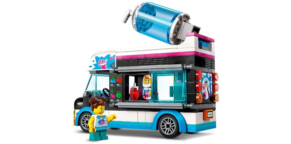 LEGO City Pingwinia furgonetka ze slushem 60384 dziecko kreatywność zabawa nauka rozwój klocki figurki minifigurki jakość tradycja konstrukcja nauka wyobraźnia role jakość bezpieczeństwo wyobraźnia budowanie pasja hobby funkcje instrukcje