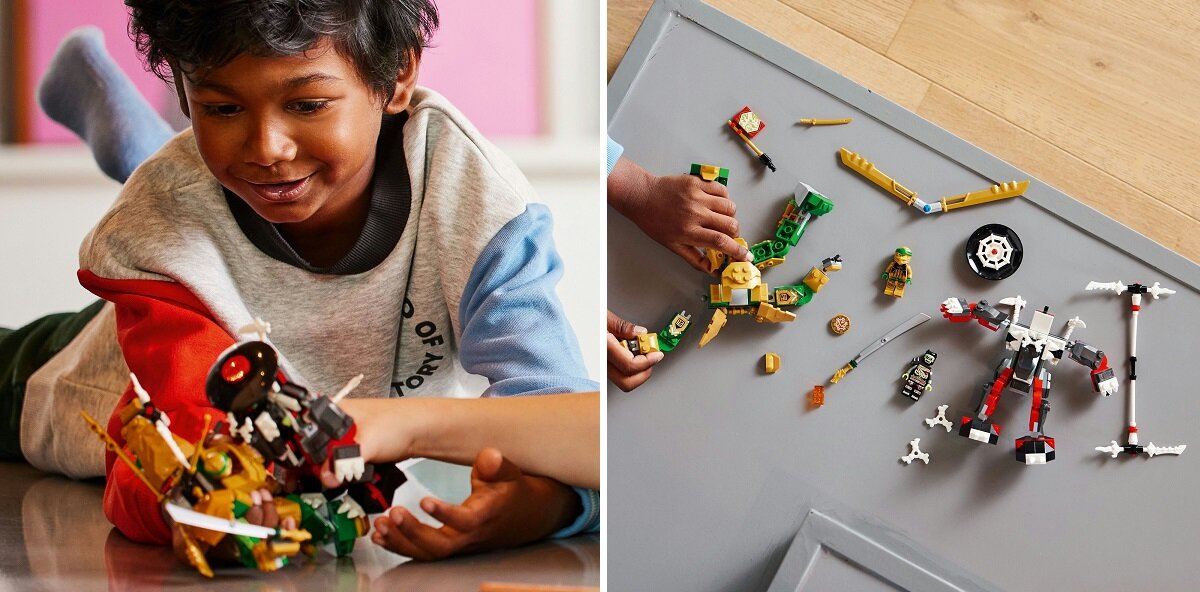 LEGO Ninjago Starcie Lloyda z Mechem EVO 71781 dziecko kreatywność zabawa nauka rozwój klocki figurki minifigurki jakość tradycja konstrukcja nauka wyobraźnia role jakość bezpieczeństwo wyobraźnia budowanie pasja hobby funkcje instrukcje