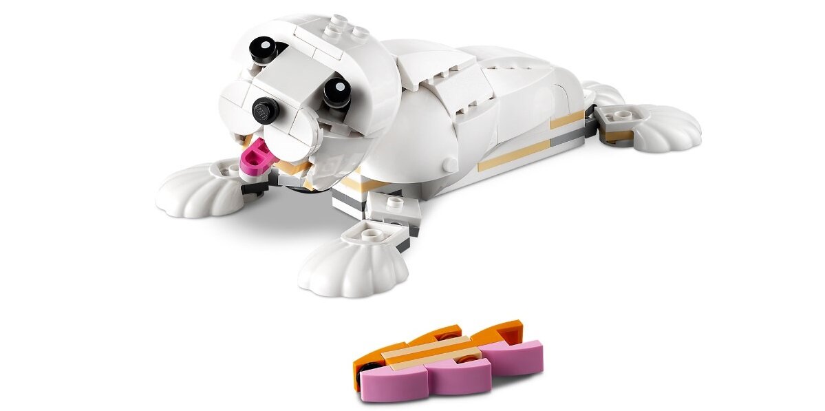 LEGO Creator 3 w 1 Biały królik 31133 dziecko kreatywność zabawa nauka rozwój klocki figurki minifigurki jakość tradycja konstrukcja nauka wyobraźnia role jakość bezpieczeństwo wyobraźnia budowanie pasja hobby funkcje instrukcje papuga foka