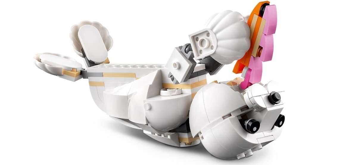 LEGO Creator 3 w 1 Biały królik 31133 dziecko kreatywność zabawa nauka rozwój klocki figurki minifigurki jakość tradycja konstrukcja nauka wyobraźnia role jakość bezpieczeństwo wyobraźnia budowanie pasja hobby funkcje instrukcje papuga foka