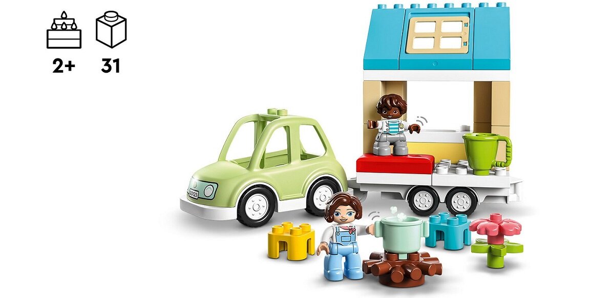 LEGO DUPLO Town Dom rodzinny na kółkach 10986 dziecko kreatywność zabawa nauka rozwój klocki figurki minifigurki jakość tradycja konstrukcja nauka wyobraźnia role jakość bezpieczeństwo wyobraźnia budowanie pasja hobby funkcje instrukcja aplikacja LEGO Builder