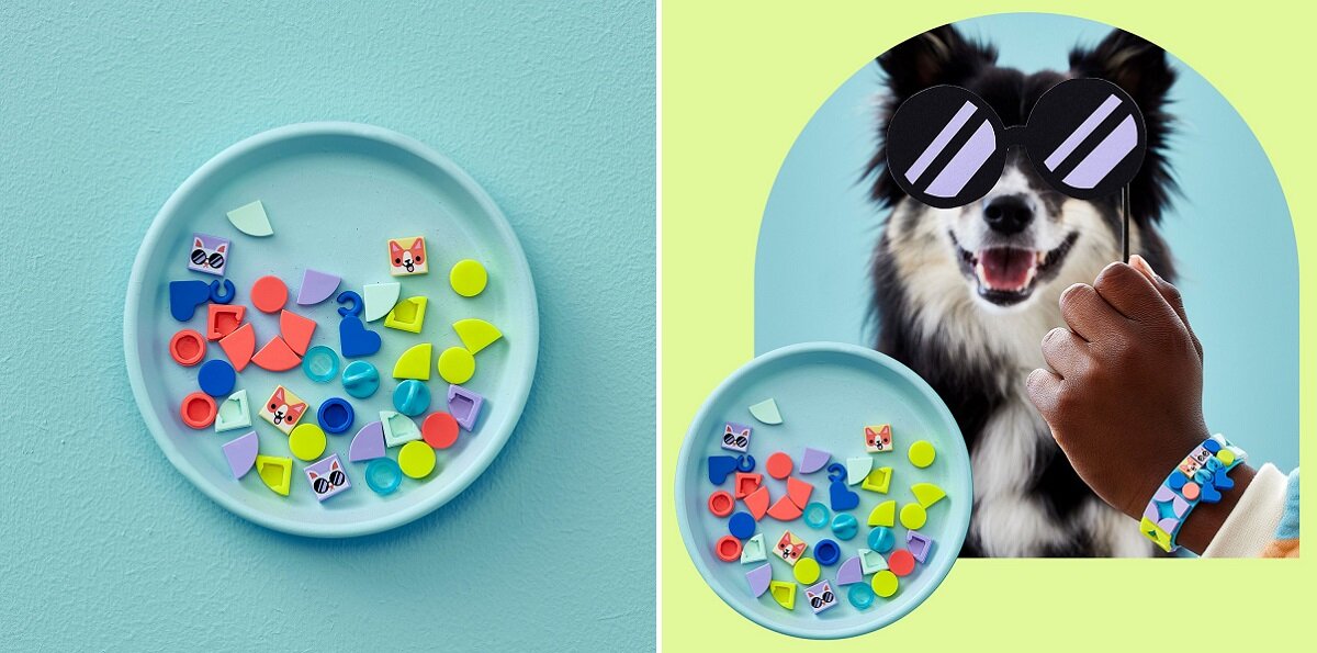 LEGO DOTS Moje zwierzaki — bransoletka 41801 dziecko kreatywność zabawa nauka rozwój klocki figurki minifigurki jakość tradycja konstrukcja nauka wyobraźnia role jakość bezpieczeństwo wyobraźnia budowanie pasja hobby funkcje instrukcja aplikacja LEGO Builder