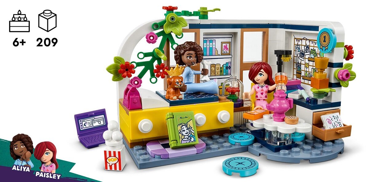 LEGO Friends Pokój Aliyi 41740 dziecko kreatywność zabawa nauka rozwój klocki figurki minifigurki jakość tradycja konstrukcja nauka wyobraźnia role jakość bezpieczeństwo wyobraźnia budowanie pasja hobby funkcje instrukcje Paisley Aliya akcesoria
