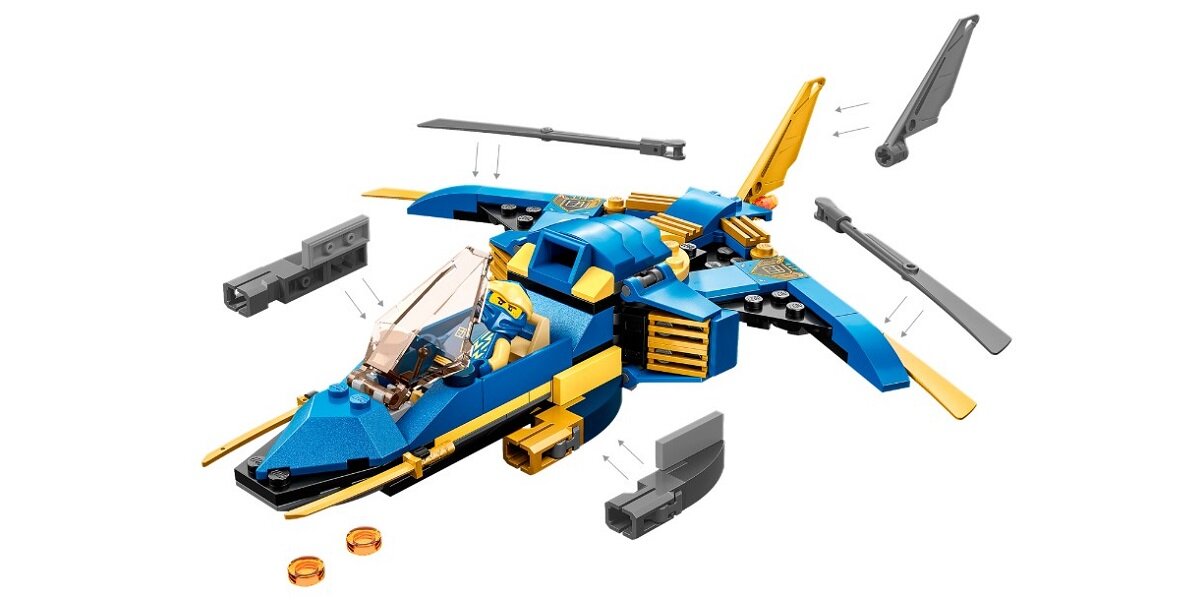 LEGO Ninjago Odrzutowiec ponaddźwiękowy Jay’a EVO 71784 dziecko kreatywność zabawa nauka rozwój klocki figurki minifigurki jakość tradycja konstrukcja nauka wyobraźnia role jakość bezpieczeństwo wyobraźnia budowanie pasja hobby funkcje instrukcje