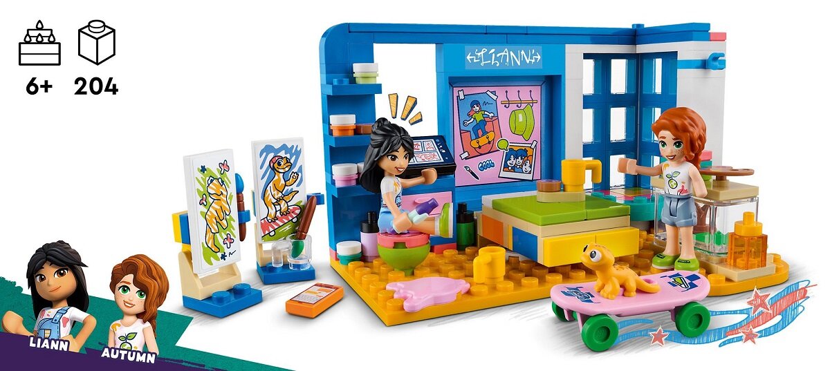 LEGO Friends Pokój Liann 41739 dziecko kreatywność zabawa nauka rozwój klocki figurki minifigurki jakość tradycja konstrukcja nauka wyobraźnia role jakość bezpieczeństwo wyobraźnia budowanie pasja hobby funkcje instrukcje Liann Autumn gekon