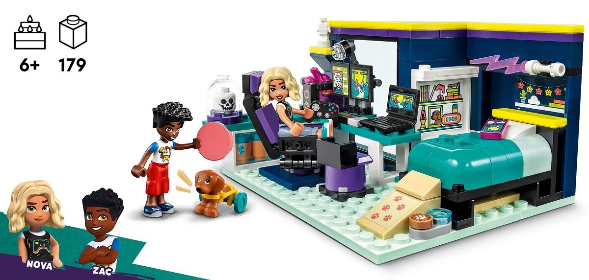 LEGO Friends Pokój Novy 41755 dziecko kreatywność zabawa nauka rozwój klocki figurki minifigurki jakość tradycja konstrukcja nauka wyobraźnia role jakość bezpieczeństwo wyobraźnia budowanie pasja hobby funkcje instrukcja