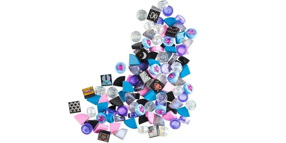 LEGO Dots Dodatki DOTS - seria 8, błyskotki 41803 dziecko kreatywność zabawa nauka rozwój klocki figurki minifigurki jakość tradycja konstrukcja nauka wyobraźnia role jakość bezpieczeństwo wyobraźnia budowanie pasja hobby funkcje instrukcja aplikacja LEGO Builder