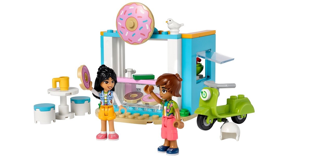LEGO Friends Cukiernia z pączkami 41723 dziecko kreatywność zabawa nauka rozwój klocki figurki minifigurki jakość tradycja konstrukcja nauka wyobraźnia role jakość bezpieczeństwo wyobraźnia budowanie pasja hobby funkcje instrukcje pączki Leo Liann