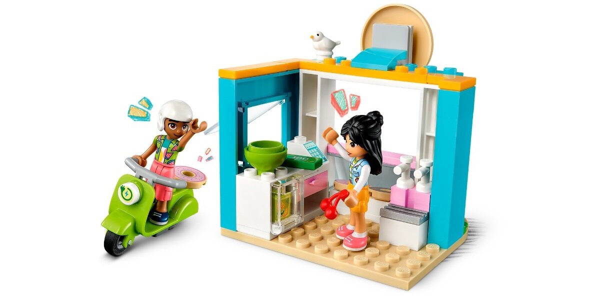 LEGO Friends Cukiernia z pączkami 41723 dziecko kreatywność zabawa nauka rozwój klocki figurki minifigurki jakość tradycja konstrukcja nauka wyobraźnia role jakość bezpieczeństwo wyobraźnia budowanie pasja hobby funkcje instrukcje pączki Leo Liann