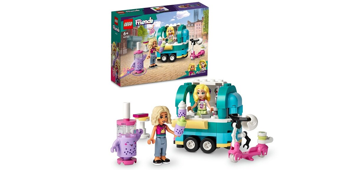 LEGO Friends Mobilny sklep z bubble tea 41733 dziecko kreatywność zabawa nauka rozwój klocki figurki minifigurki jakość tradycja konstrukcja nauka wyobraźnia role jakość bezpieczeństwo wyobraźnia budowanie pasja hobby funkcje instrukcje przyczepka kasa stolik maskotka menu