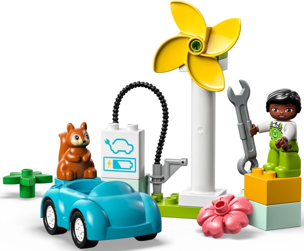 LEGO Duplo Turbina wiatrowa i samochód elektryczny 10985 klocki elementy zabawa łączenie figurki akcesoria figurka zestaw
