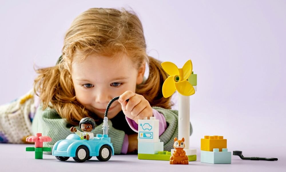 LEGO Duplo Turbina wiatrowa i samochód elektryczny 10985 klocki elementy zabawa łączenie figurki akcesoria figurka zestaw