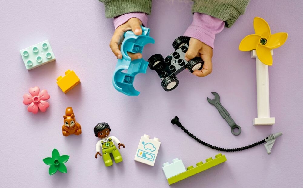 LEGO Duplo Turbina wiatrowa i samochód elektryczny 10985 klocki elementy zabawa łączenie figurki akcesoria figurka zestaw