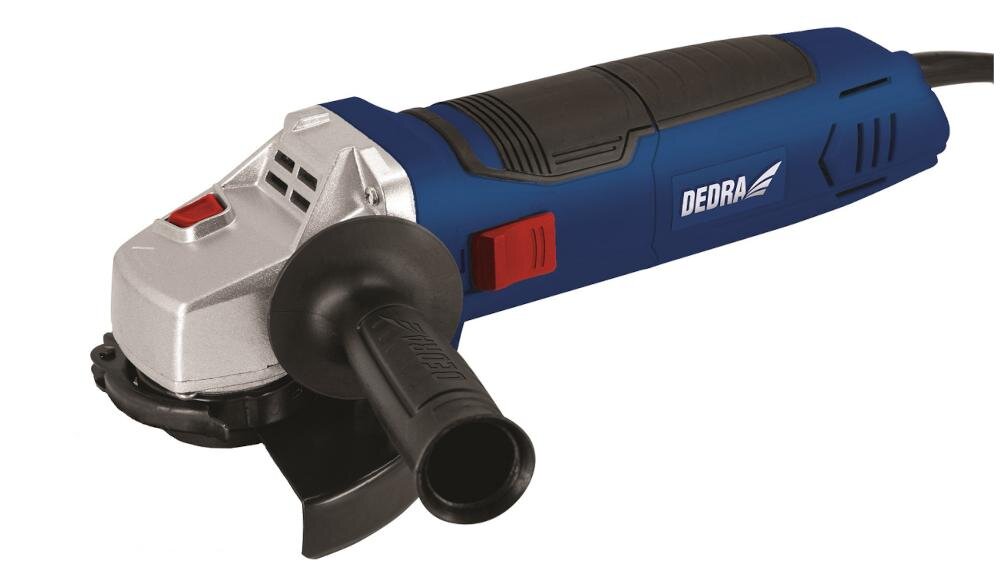 DEDRA DED7938 szlifierka szlifowanie cięcie materiały wielopozycyjna rękojeść system mocowania osłona tarcza ochrona przed włączeniem bezpieczeństwo zasilanie sieciowe