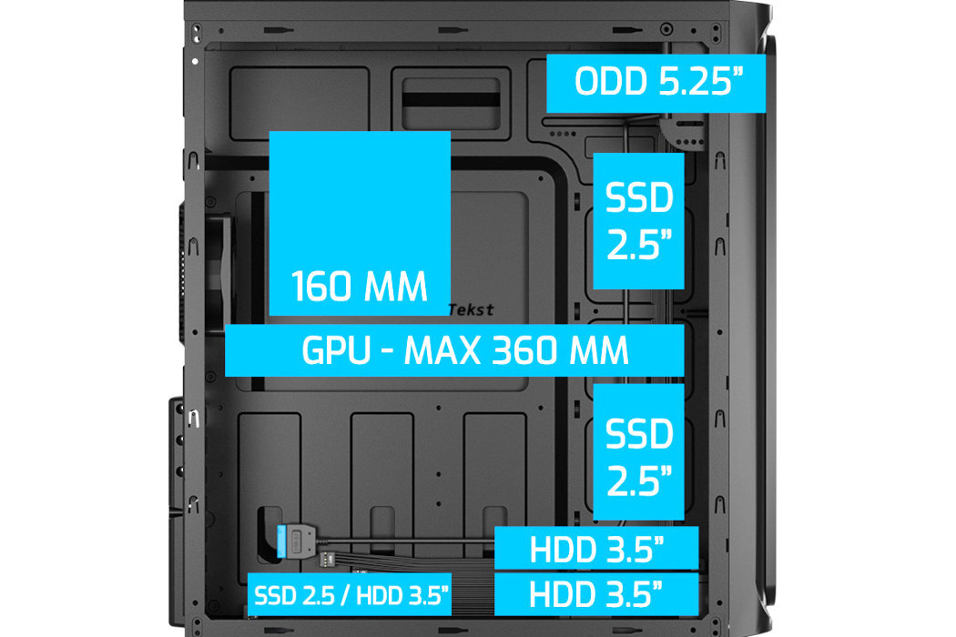 Obudowa NATEC Armadillo G2 pojemność dyski hybrydowe kata graficzna chłodzenie