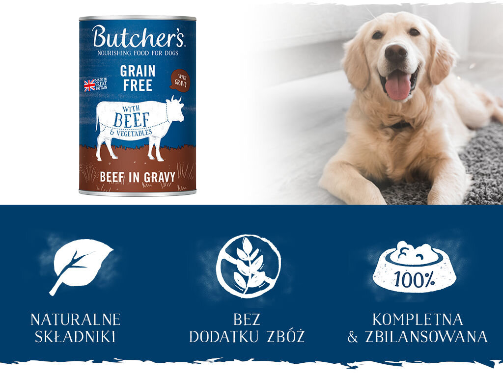 Karma dla psa BUTCHER'S Original wołowina i warzywa w sosie 400 g butchers original gravy pies grafika druga 400g