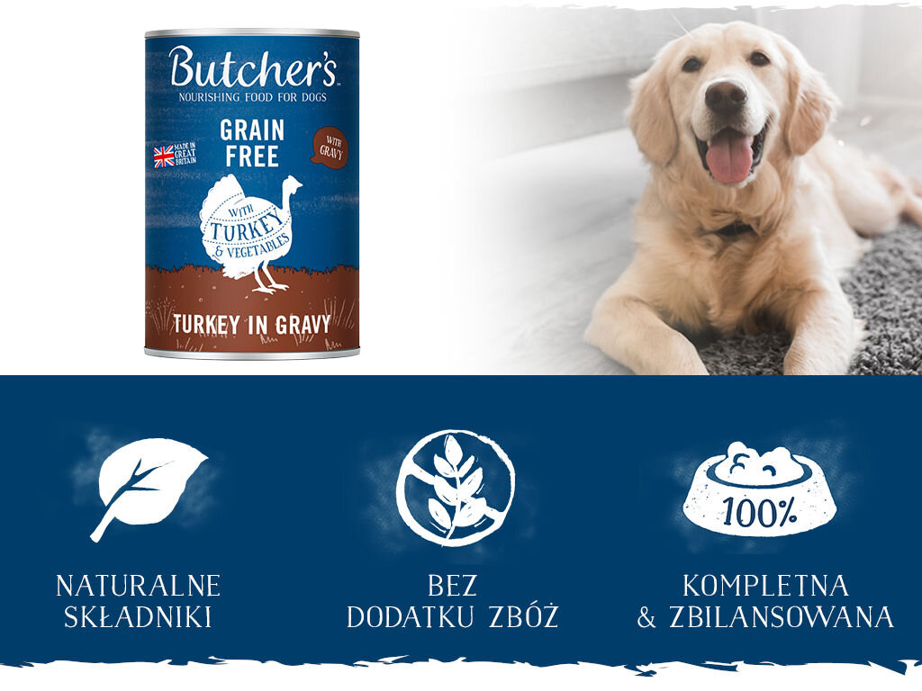Karma dla psa BUTCHER'S Original Recipe in Gravy Indyk 400 g butchers original gravy pies grafika druga 400g