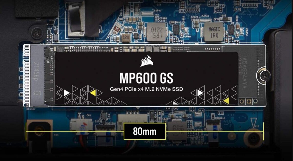 Dysk CORSAIR MP600 GS Wewnętrzny pojemność Maksymalna prędkość odczytu Maksymalna prędkość zapisu Wymiary waga kolor pojemność niezawodność trwałość